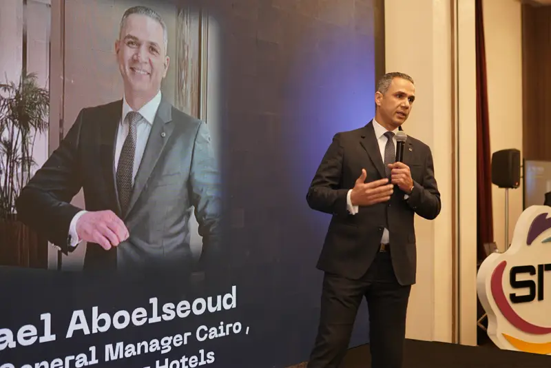Hotel general manager on stage